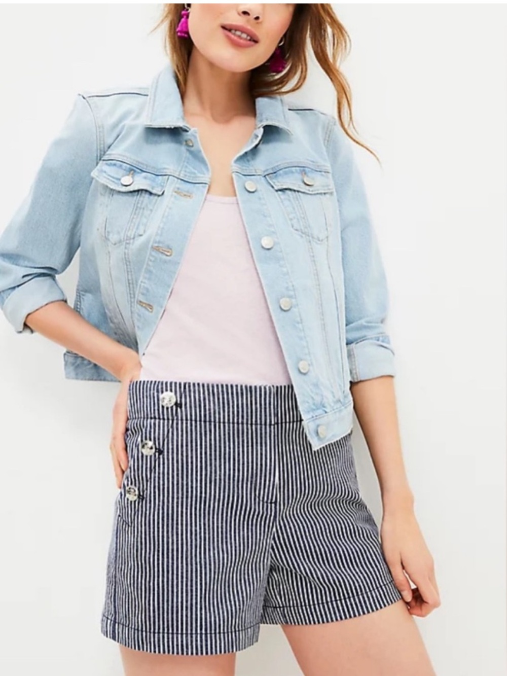 Loft Sailor Riviera Shorts Striped Blue and White Size 10
